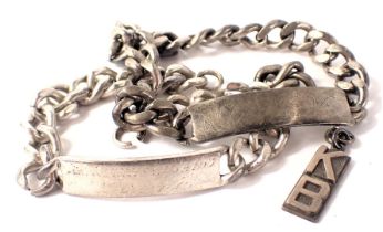 Two identity bracelets, comprising one inscribed I'll Always Love You, white metal stamped 925, and