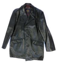 A Bendyke gentleman's black leather coat, underarm measurement approx 48cm.