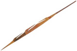 An aboriginal wooden ceremonial stabbing spear, formally with ochre decoration, 117cm long. Provena