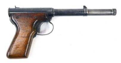 A Diana model number 2 Gat type air pistol, with wooden grip.