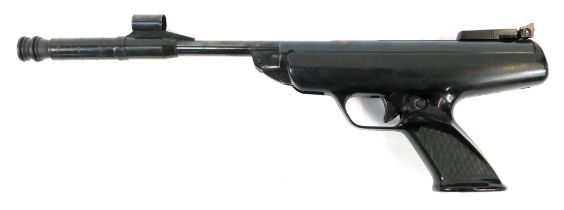 A BSA Scorpion .22 calibre air pistol, serial number RB60331, with silencer.