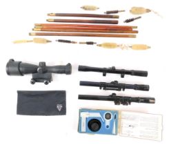 Telescopic sights and gun cleaning kit, including a UTG 6x40 telescopic sight, three other air rifle