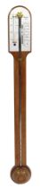 A 20thC oak stick barometer, by Rapport London, 89cm high.