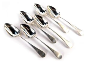 A set of six William IV Old English pattern silver serving spoons, Randall Chatterton, London 1835,