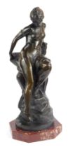 After Ferdinand Lepcke (1866-1905). Female nude, on rock work base, bronze, signed, Ferd Lepcke Roma