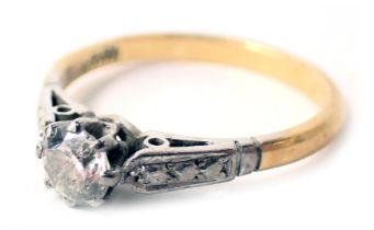 A diamond solitaire dress ring, the round brilliant cut diamond, approx 0.15cts, with platinum setti