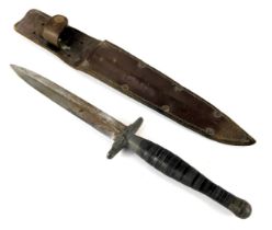 A scarce WWII period commando fighting knife, with alloy hilt and matt nickel finish to the handle