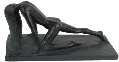 Austin Productions After Jean Pierre Renard. Crouching nude women, cast metal sculpture, dated 1979,