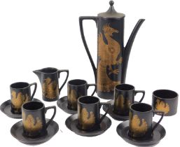 A Portmeirion part coffee service decorated in the Phoenix pattern, comprising coffee pot, milk jug,