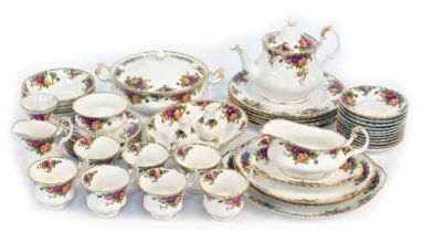 A group of Royal Albert part tea and dinner wares, decorated in the Old Country Roses pattern, to in