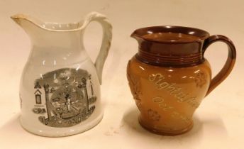 A Doulton Lambeth Christopher Columbus commemorative stoneware jug, with flared ribbed neck, and wit