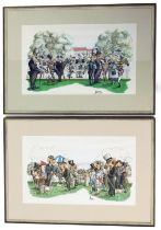 After Sir Alasdair Hilleary (b.1954) (Loon). Caricature studies of mice at the races, coloured print