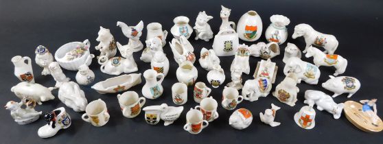 A collection of various crested china ornaments, to include Carlton China, Grafton China, W H Goss,