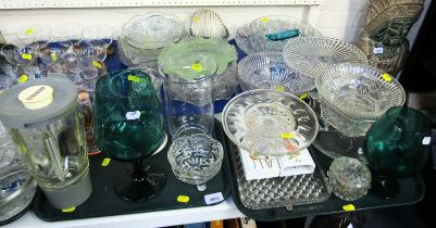 A group of glassware, to include cake stands, fruit bowls, vases, trinket tray, etc. (4 trays)