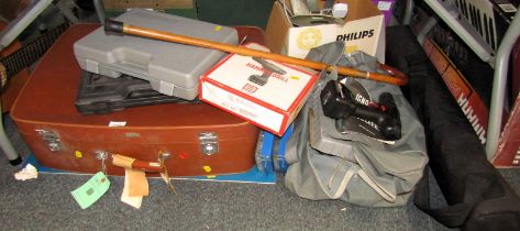 A mid century Antler suitcase, together with further lady's handbags, together with an Argos Perform