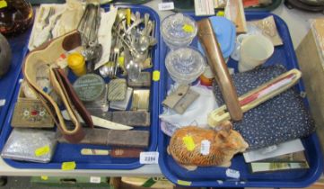 Trinkets, collectables, etc., to include cigarette lighters stone set cigarette case, bone knife, lo