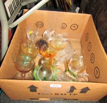 Various glassware, to include coloured glass, goblets, etc. (1 box)