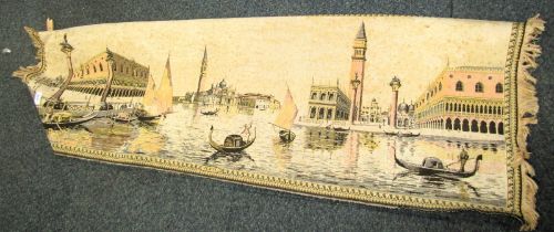 A wall hanging depicting a Venetian scene, 148cm wide.