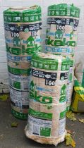 Various rolls of loft insulation.