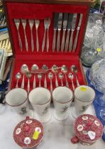 A cased canteen of silver plated cutlery, in the Silver Bouquet pattern, goblets etc. (1 tray)