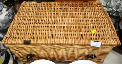 A wicker hamper.