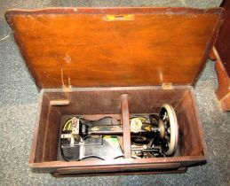 A cased Jones sewing machine.