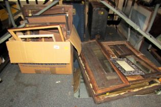 Various picture frames, mirror, etc. (contents under 1 table)