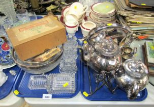 General household effects, to include a part dinner service, plated wares, glass candle holders, gla