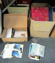 Various photograph albums, lacking contents, together with modern postcards, etc. (3 boxes)