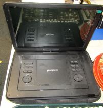 A Pumpkin portable DVD player, in canvas case.