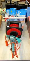 A Paint Pod compact machine, together with a Black and Decker electric sander, etc.