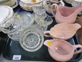 A group of Johnson Brothers Rose Cloud pattern wares, to include jug, moulded glassware, etc. (1 tra