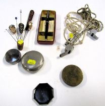 Various hat pins, together with a Sheaffer fountain pen, powder compacts, etc. (a quantity)