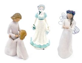 A Coalport figure of Emma, and two Willowtree figures, The Angel of Christmas Spirit, and Mother and