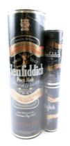 A Glenfiddich Single Malt Scotch Whisky, 75cl bottle, and two miniatures in cardboard sleeve.