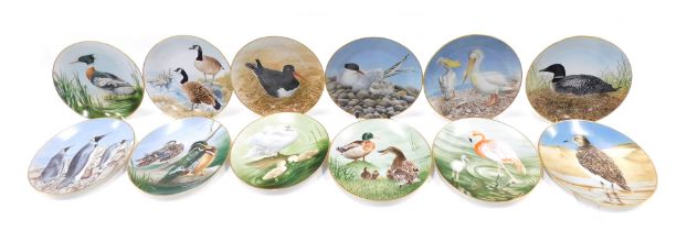Danbury Mint collectors plates, The Twelve Water Birds, 24cm diameter.