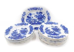 A late 19th/early 20thC Adams blue and white dinner wares, comprising oval serving plate, seven soup