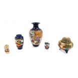 A collection of Japanese earthenware and porcelain, to include a Satsuma style vase decorated with a