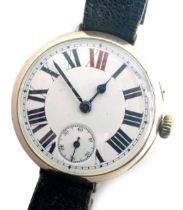 A 9ct gold cased wristwatch, with white enamel Roman numeric dial, blue hands and second dial, with