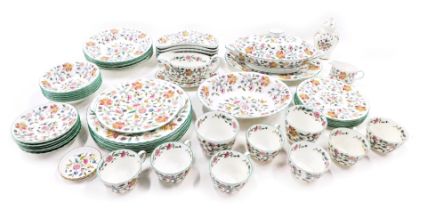 A Minton Haddon Hall pattern part tea and dinner service, comprising tureen and oval cover, six brea