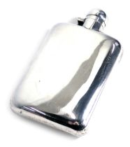 An Edward VII silver hip flask, of plain form, Chester 1909, 4.83oz.