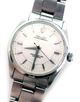 A Rolex Oyster Perpetual gent's wristwatch, with a silvered dial, blue seconds dial and silvered han