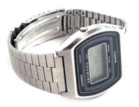 A Casio Lithium Quartz digital watch, in stainless steel case and strap, boxed.