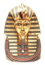 A large gilt and polychrome painted plastic bust, modelled as a bust of an Tutankhamun, 67cm high