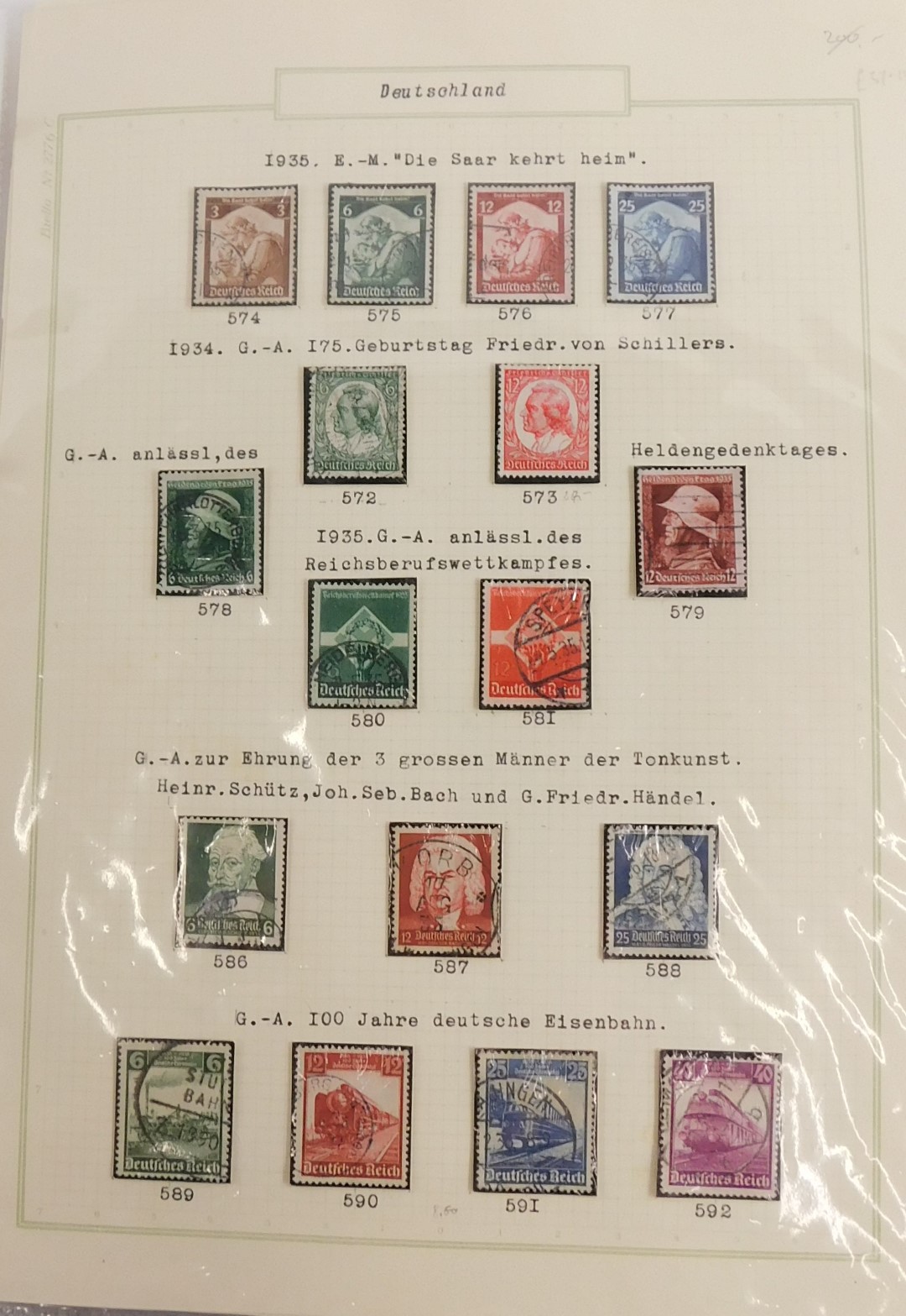 An album containing German Third Reich 1930s and 40s stamps, including Miniature Sheets, Olympics, W