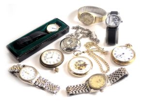 A group of pocket and wristwatches, comprising a Marilyn Monroe collector's watch, Replica watches,