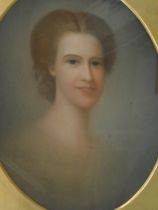19thC School. Portrait of a lady, pastel, oval.