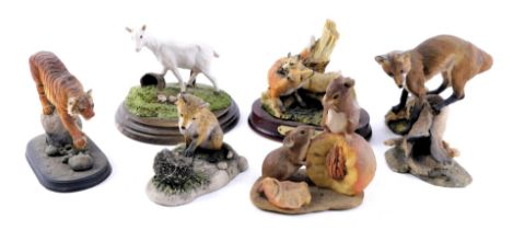 Border Fine Arts and other animal ornaments, comprising fox and hedgehog, fox on log, and various ot