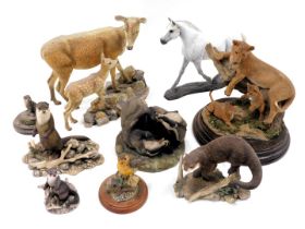 A group of animal ornaments, comprising Board of Fine Arts Connemara, Country Artists European otter