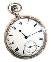 A 19thC 9ct gold American pocket watch, with white enamel Roman numeric dial, blue hands and seconds